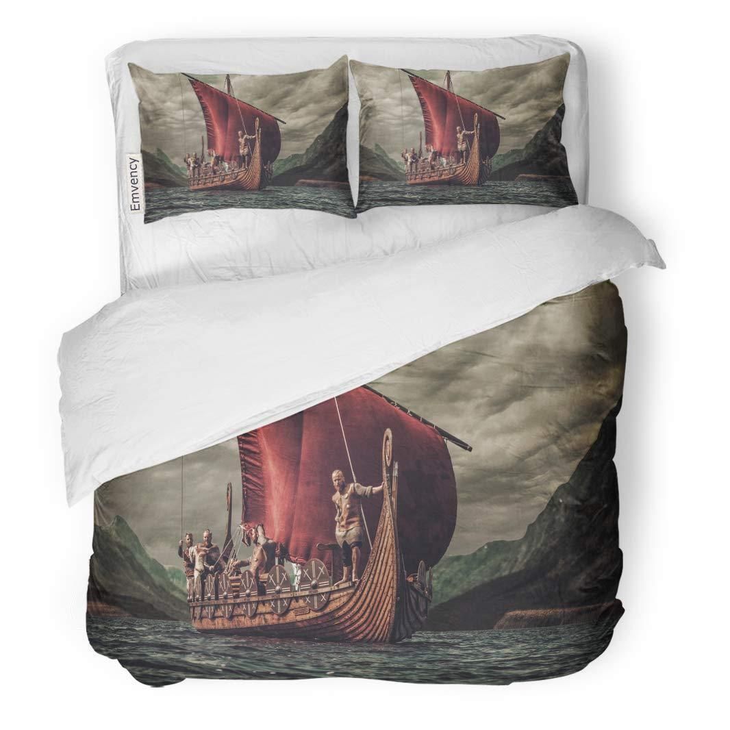 Ship Group Of Vikings Are Floating Sea On Drakkar Bedding Set