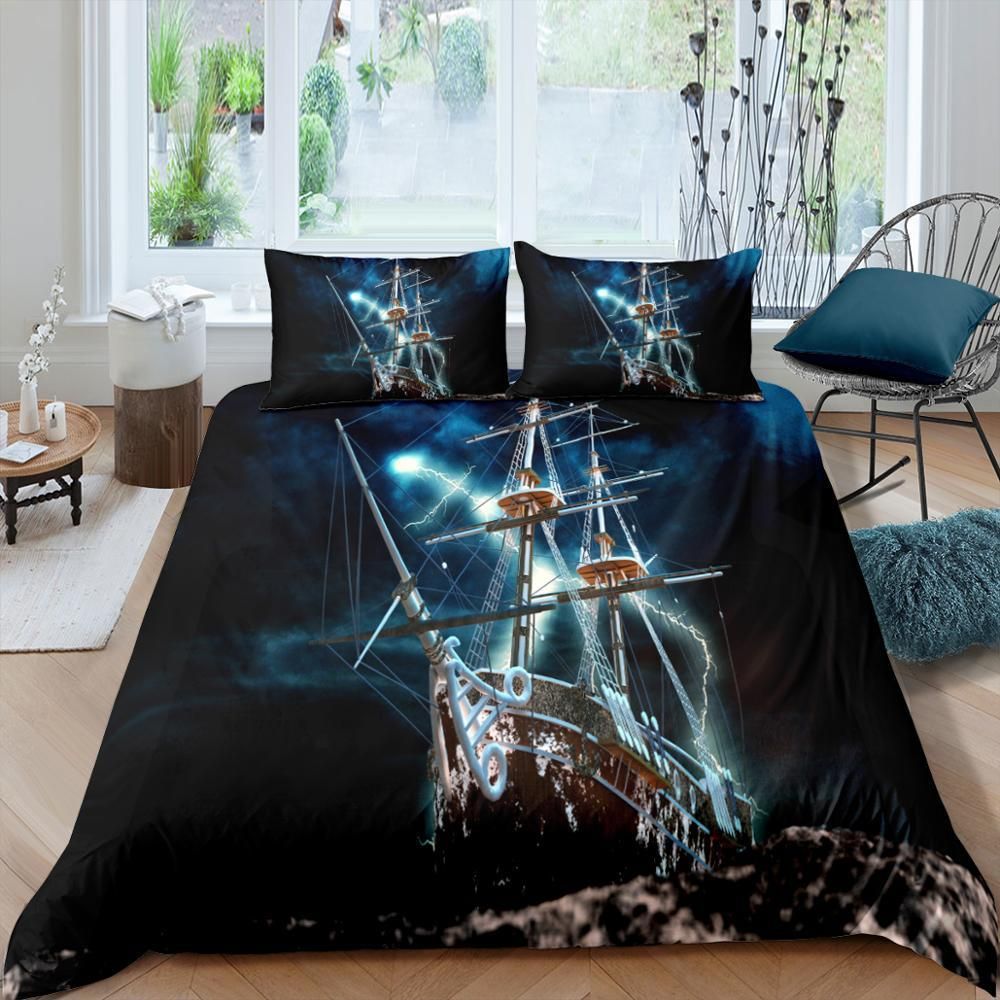Ship Under Storm Bedding Set