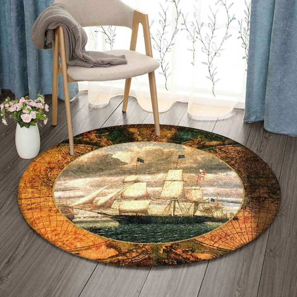 Ships Map Round Carpet