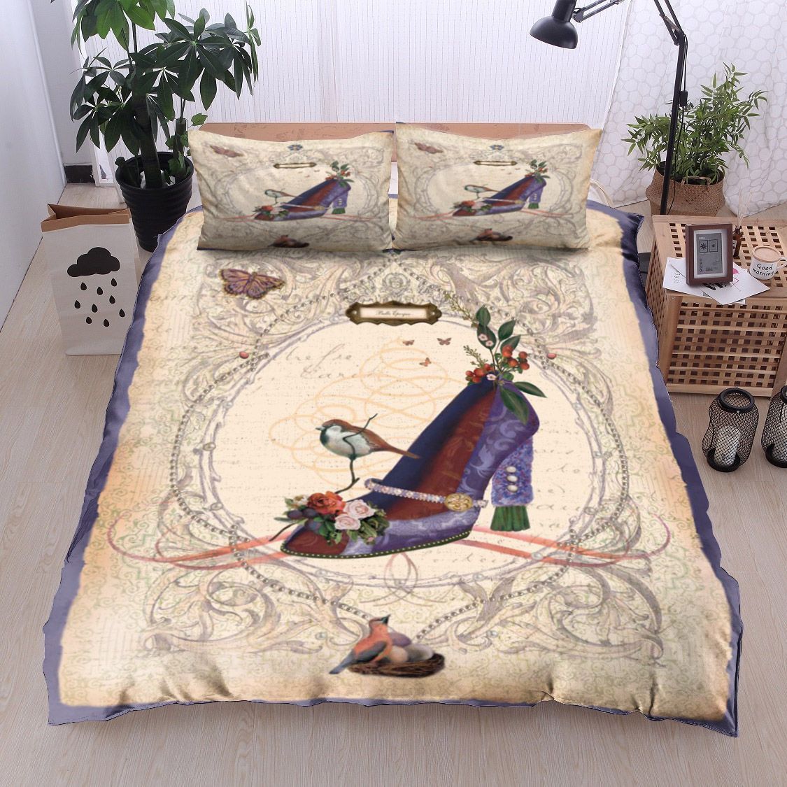 Shoes Bird Butterfly Bedding Set