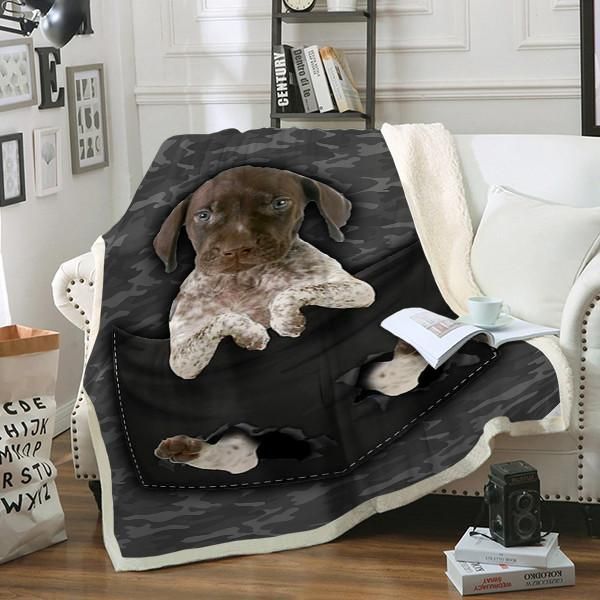 Shorthaired Pointer Dog Pocket Sherpa Fleece Blanket