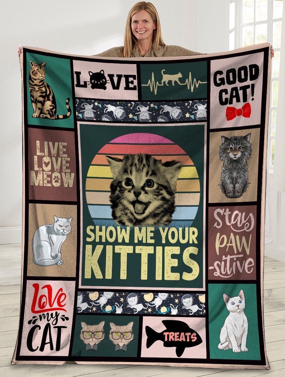 Show Me Your Kitties Cat Lover Printed Fleece Blanket