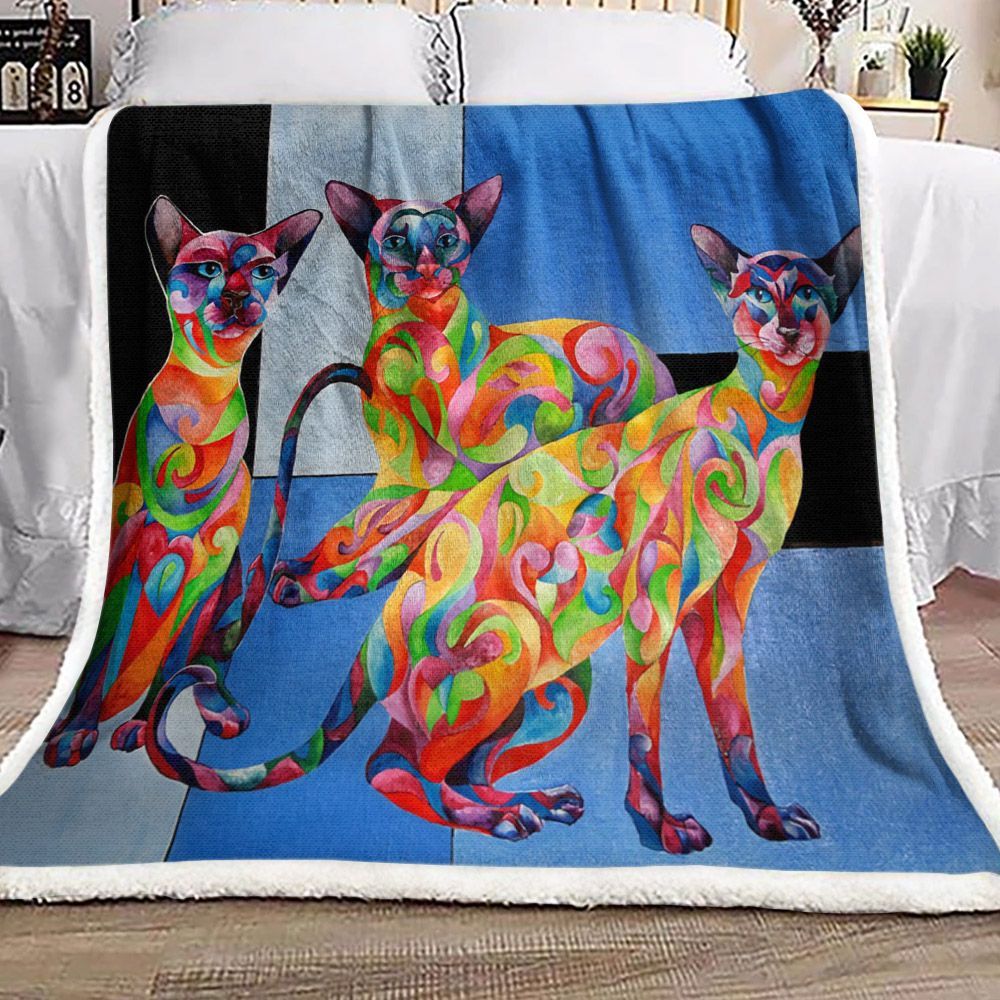 Siamese Cat Sherpa Fleece Blanket