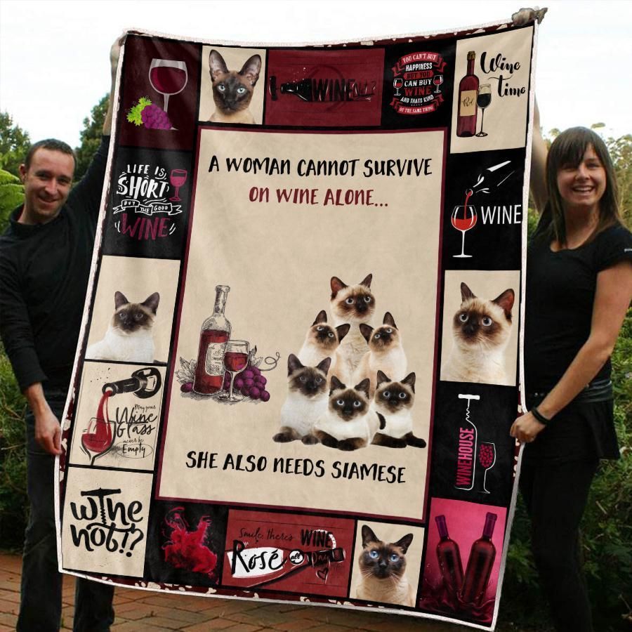 Siamese Cat Sherpa Fleece Blanket
