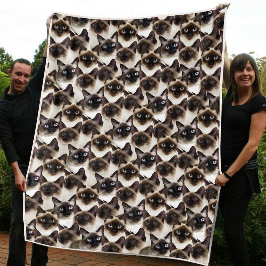 Siamese Cat Sherpa Fleece Blanket