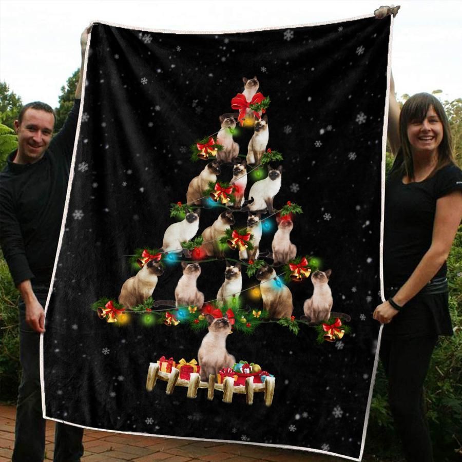 Siamese Cat Sherpa Fleece Blanket