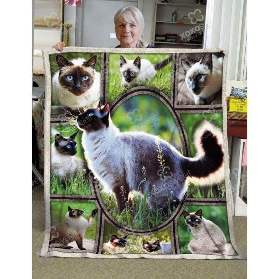 Siamese Cat Sherpa Fleece Blanket