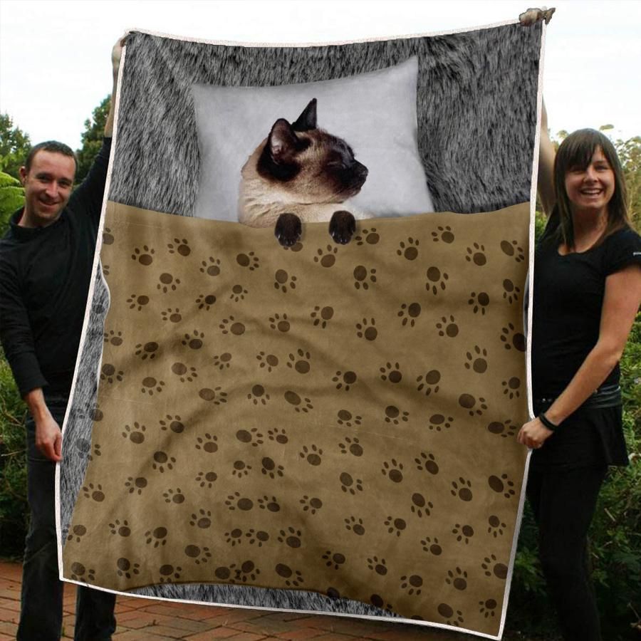Siamese Cat Sherpa Fleece Blanket