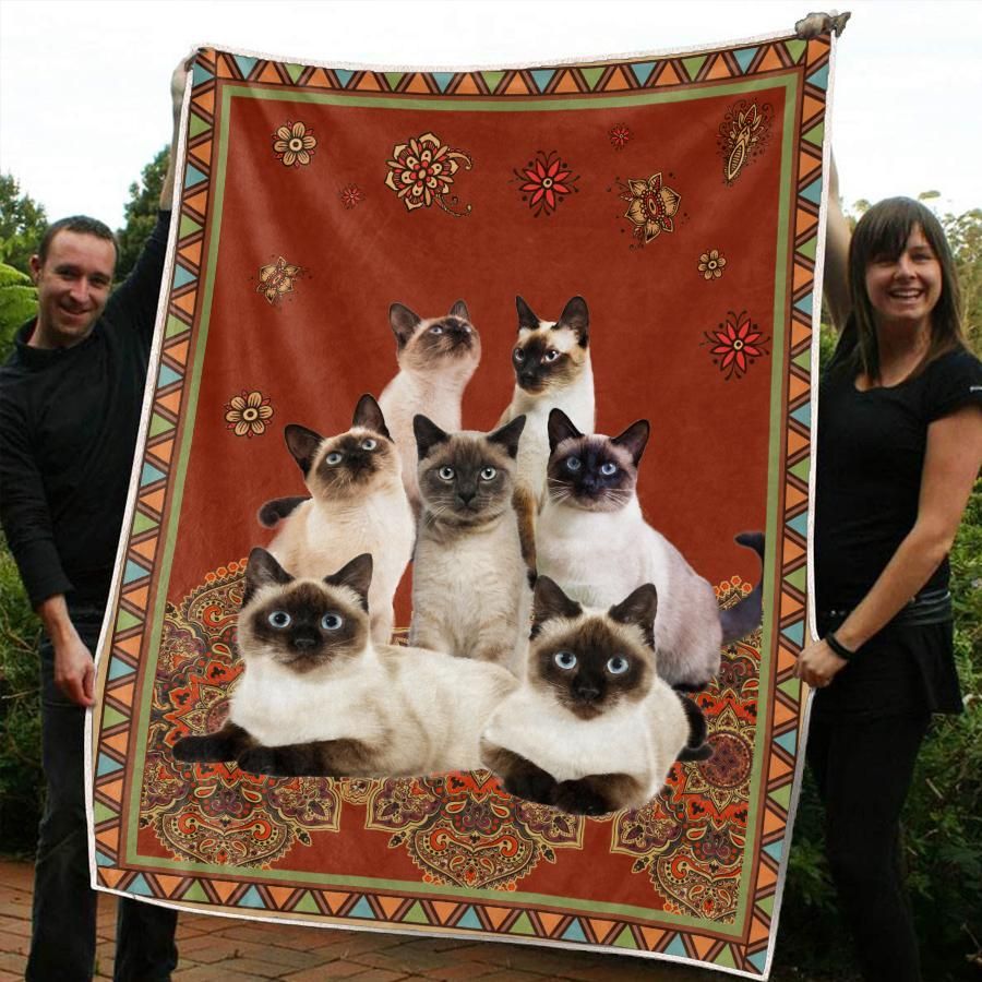 Siamese Cat Sherpa Fleece Blanket