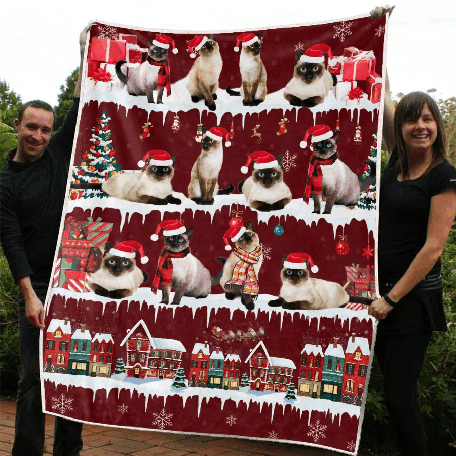 Siamese Cat Sherpa Fleece Blanket