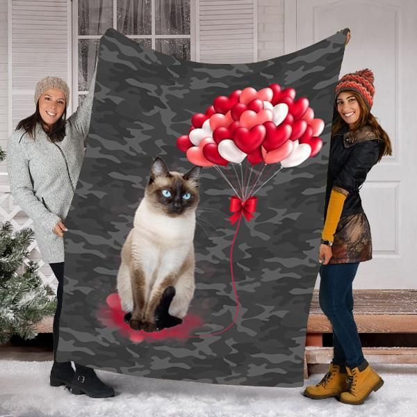 Siamese Dog Valentines Day Sherpa Fleece Blanket