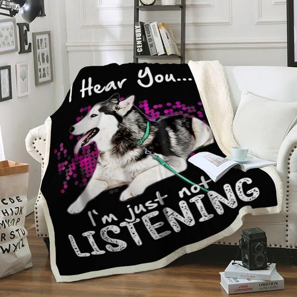 Siberian Husky Dog Sherpa Fleece Blanket