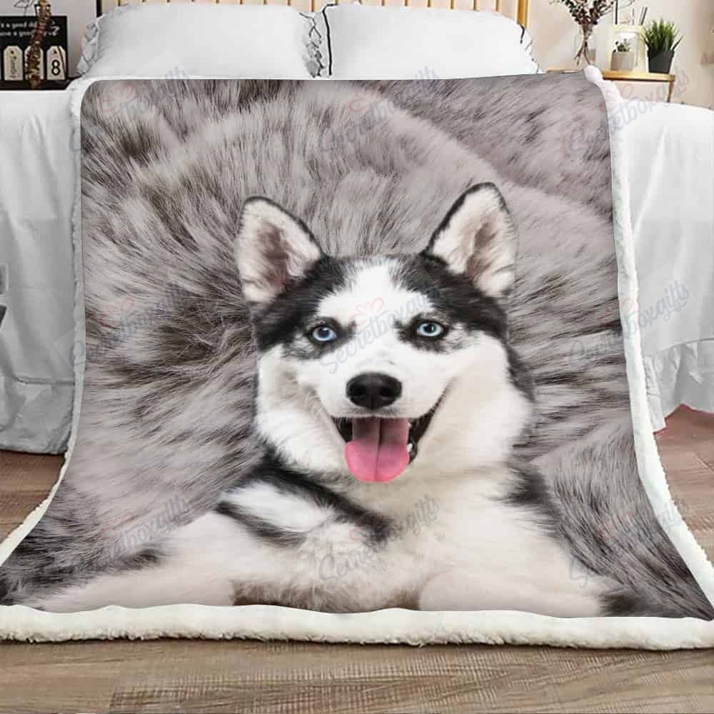 Siberian Husky Dog Fleece Blanket
