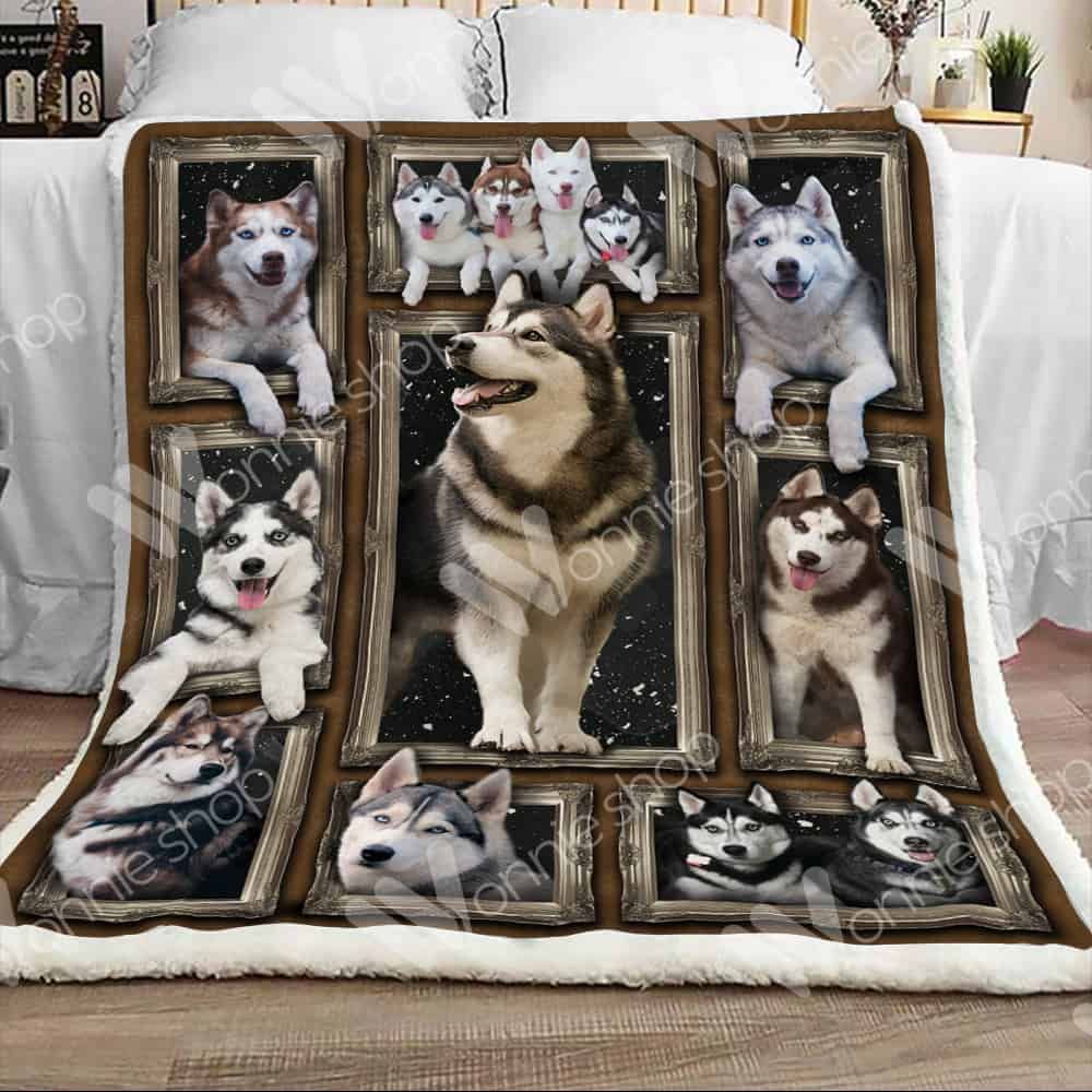 Siberian Husky Dog Fleece Blanket