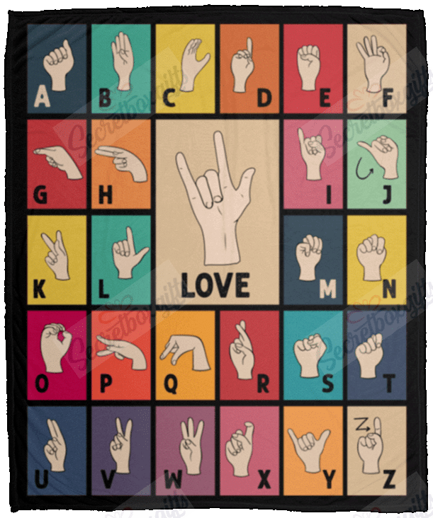 Sign Language Alphabet Love Fleece Blanket