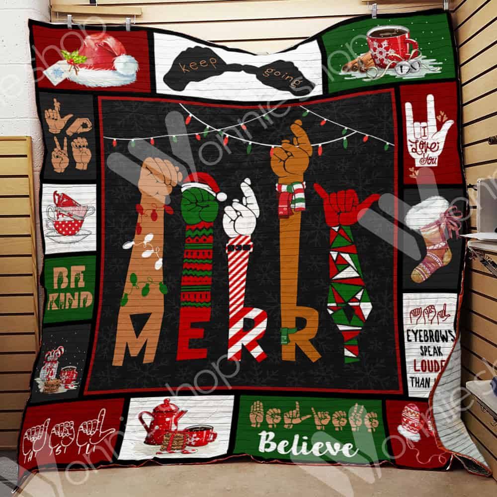 Sign Language Christmas Blanket LNT0512055 Quilt Blanket