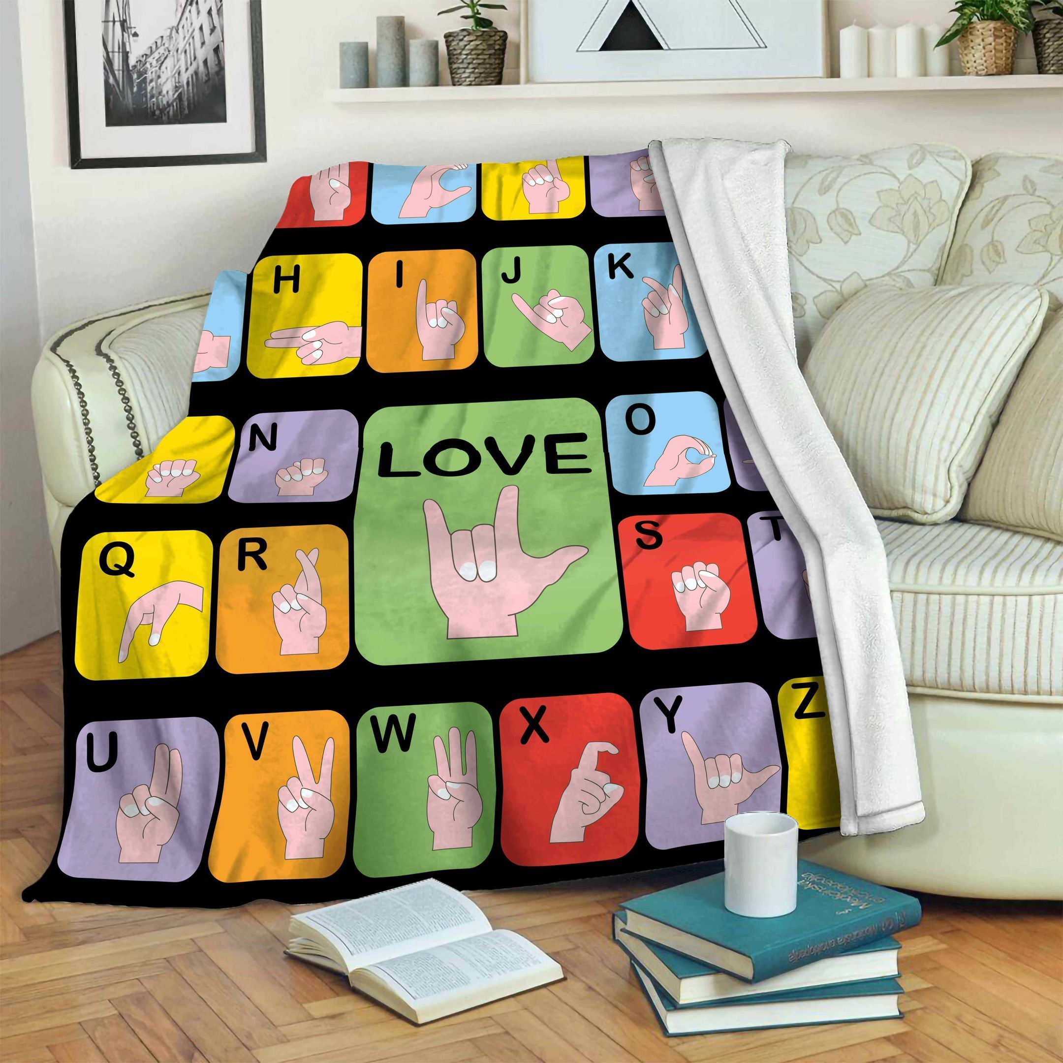 Sign Language Sherpa Fleece Blanket