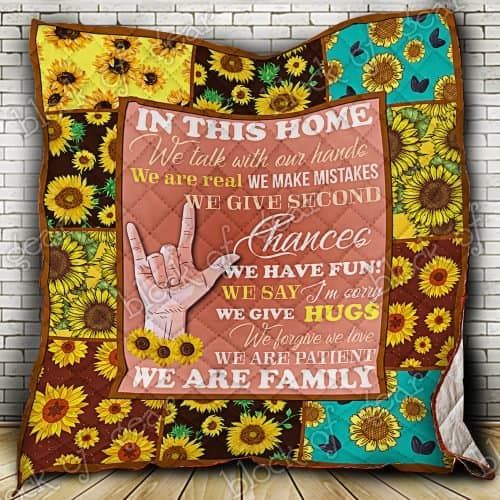 Sign Language Sunflower CL18100643MDQ Quilt Blanket