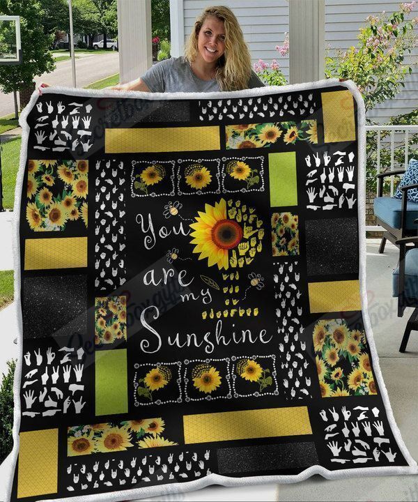Sign Language Sunflower Fleece Blanket