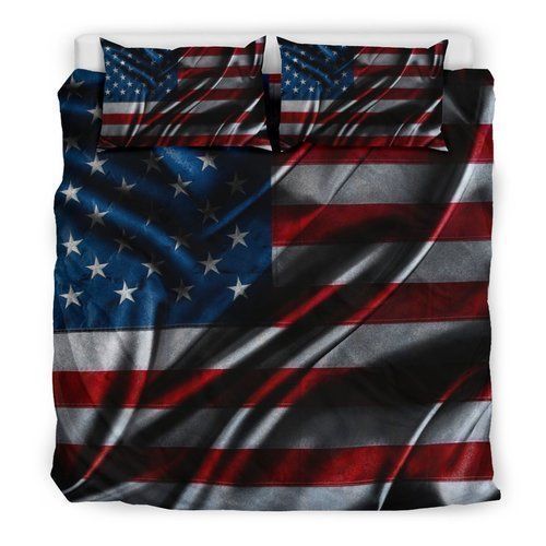 Silky American Flag Patriotic Bedding Set