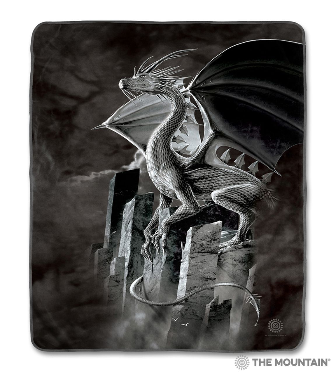 Silver Dragon Sherpa Fleece Blanket