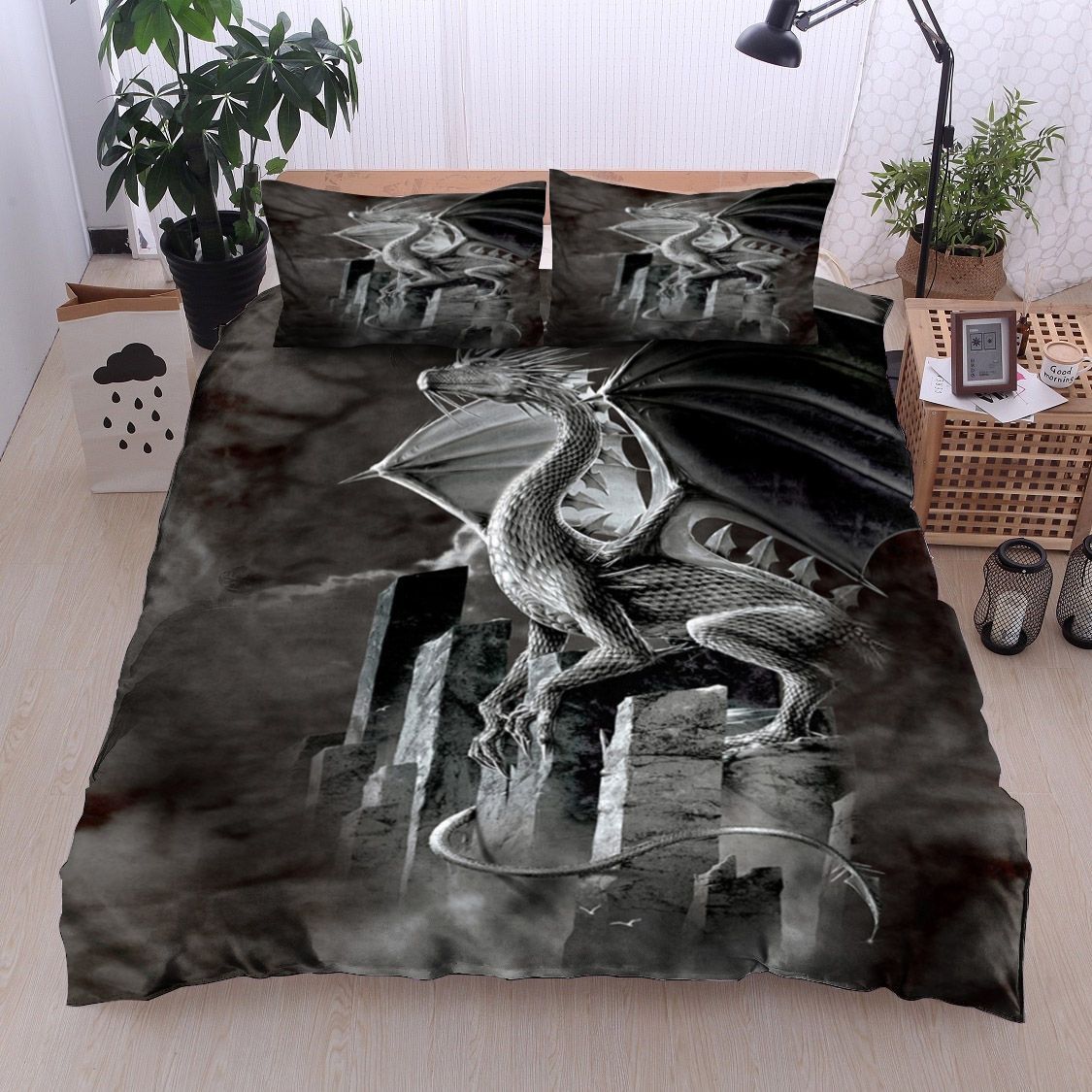 Silver Dragon Bedding Set