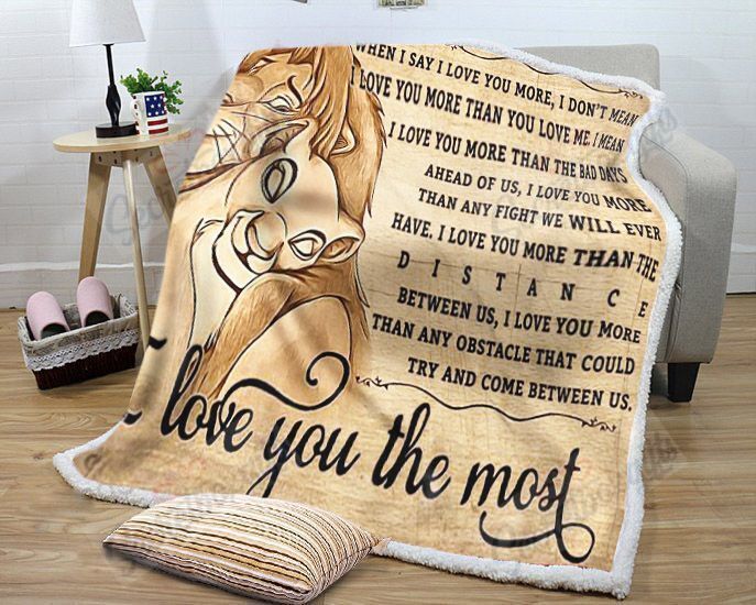 Simba Nala I Love You The Most Fleece Blanket