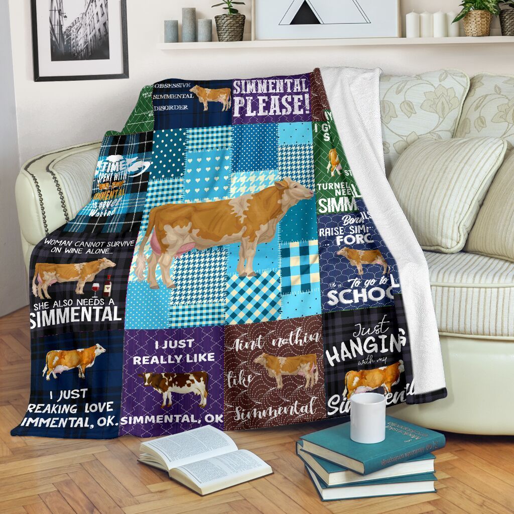 Simmental Cow Sherpa Fleece Blanket