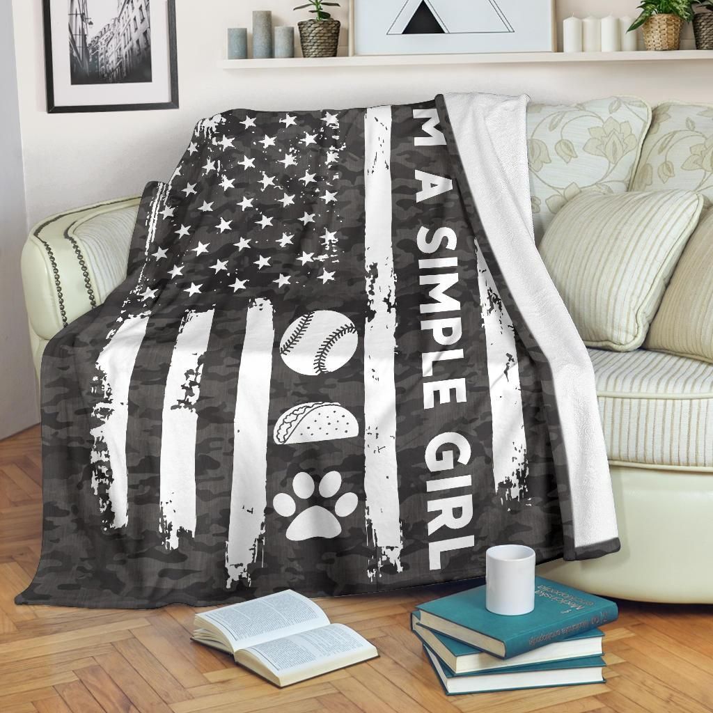 Simple Woman Flag Softball Sherpa Fleece Blanket