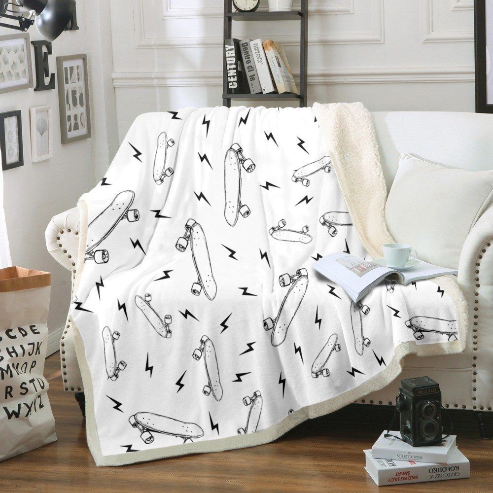 Skateboard Sherpa Fleece Blanket