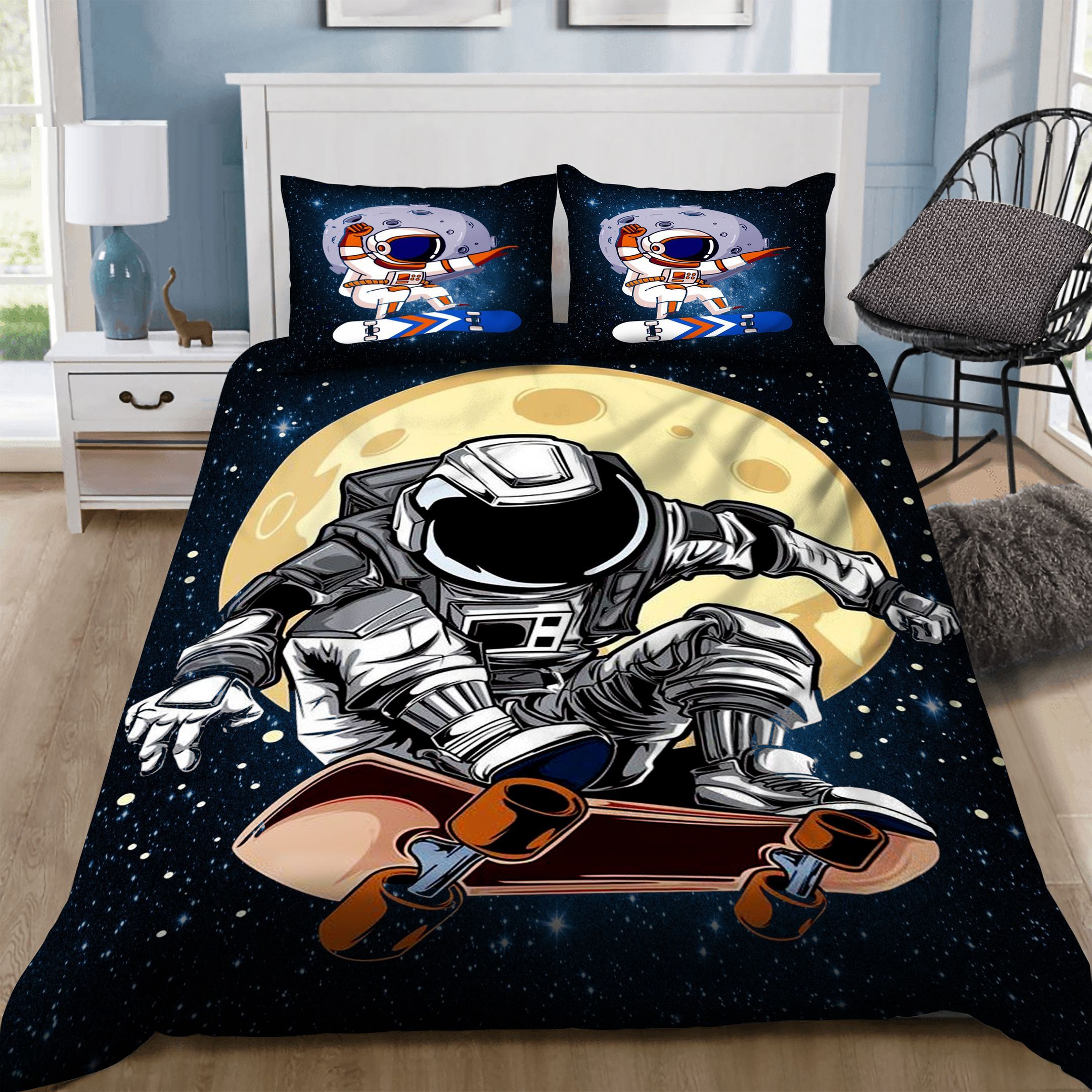 Skateboard In Space Bedding Set