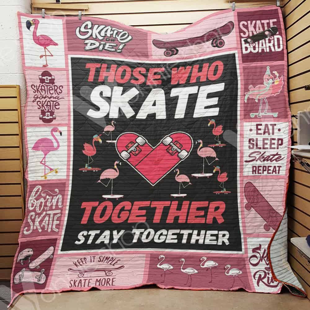 Skateboarding Flamingo Quilt Blanket DHC1002705TD