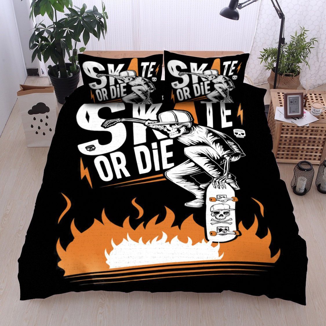 Skateboarding Skull Bedding Set