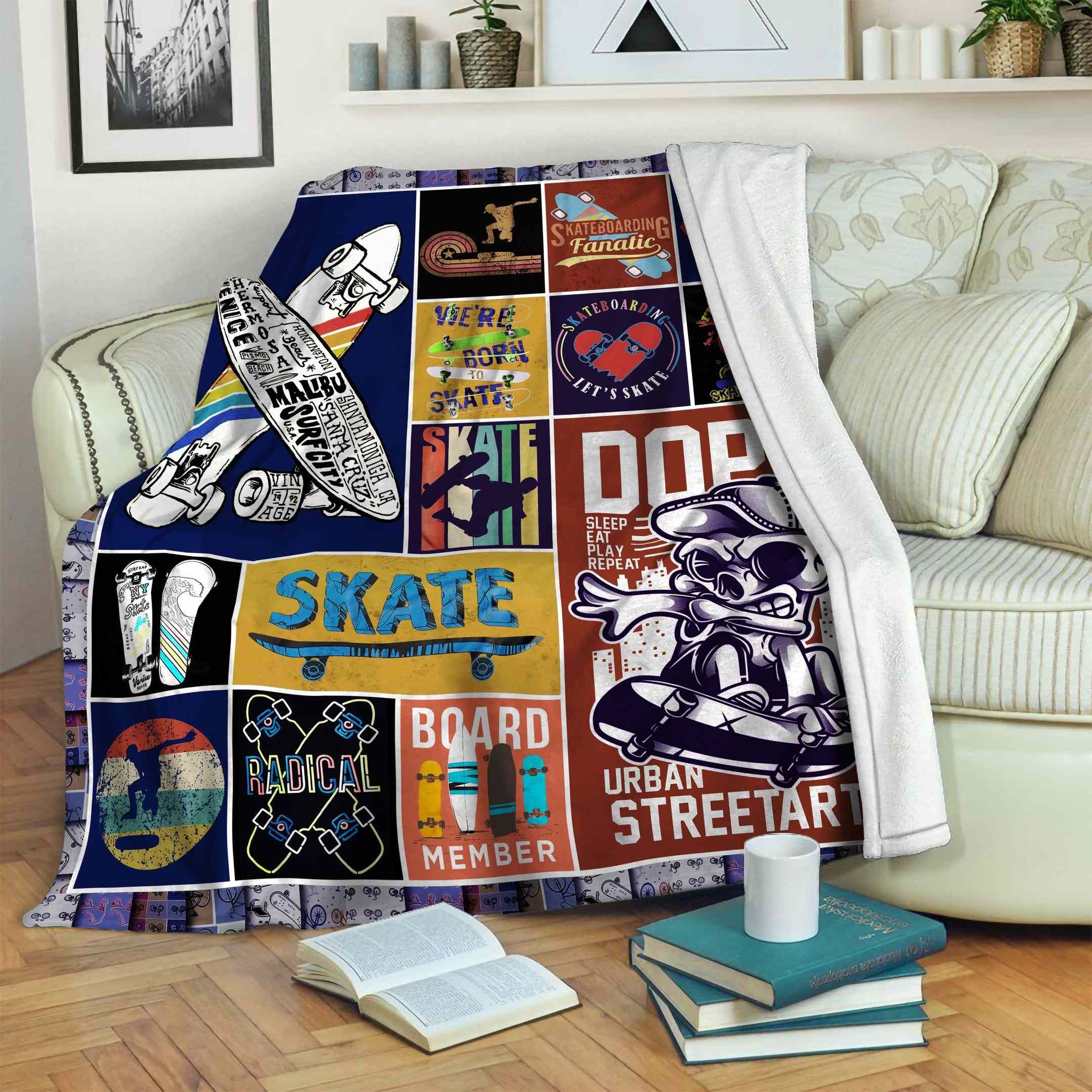Skateboarding Urban Streetart Sherpa Fleece Blanket