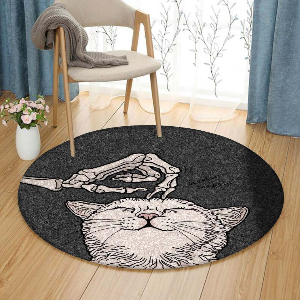 Skeleton Cat Round Carpet