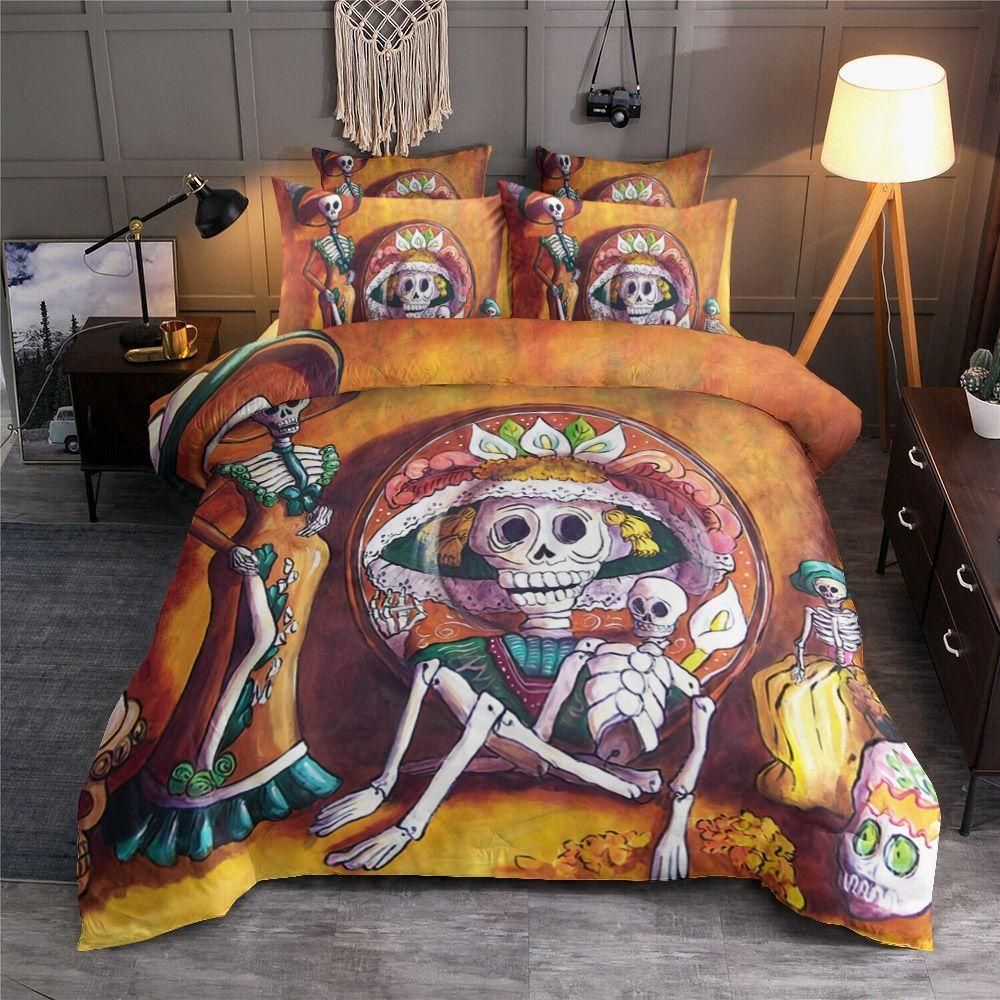 Skeleton Family Day Of The Dead Bedding Set