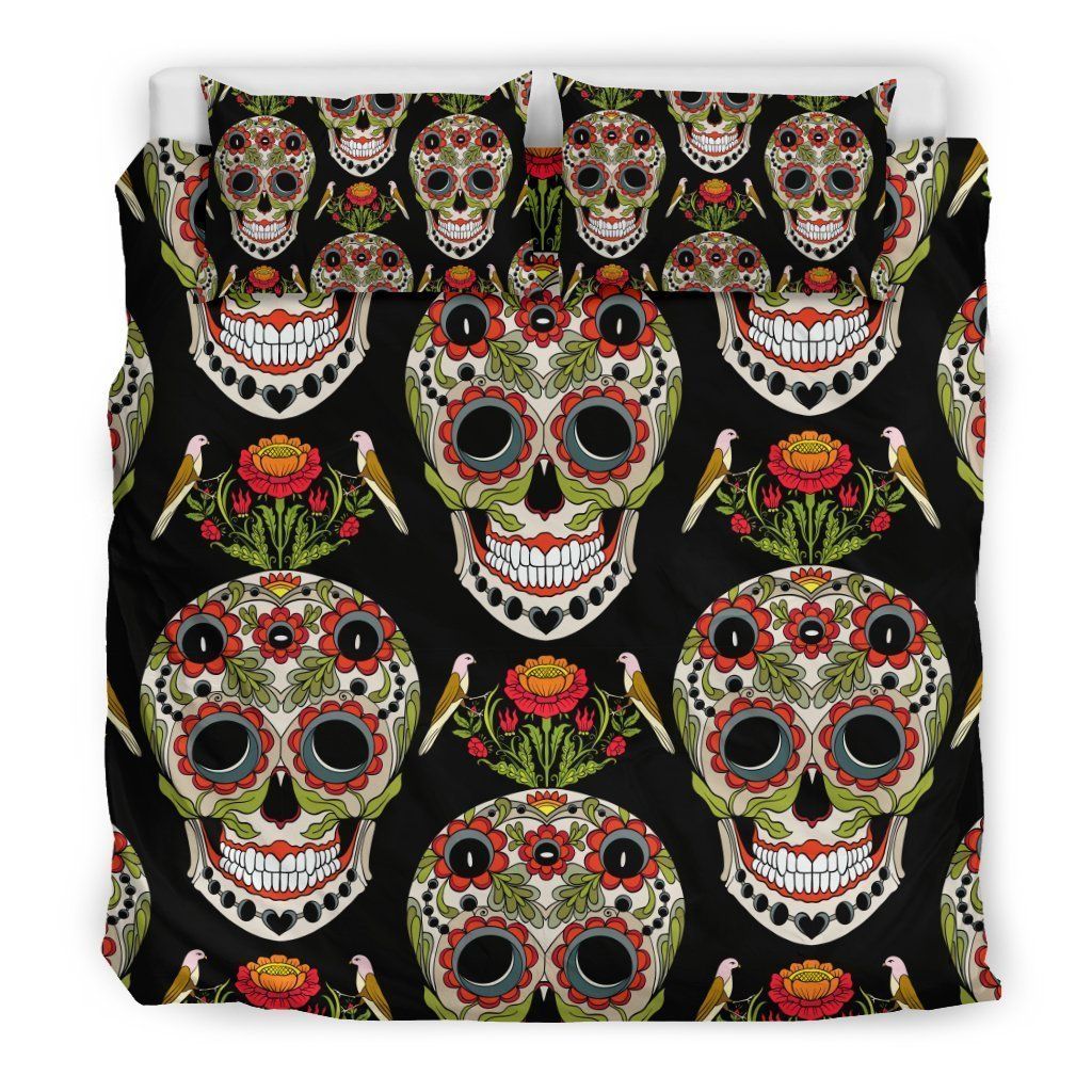 Skeleton Floral Rose Sugar Skull Girly Comfortable Bedding Set