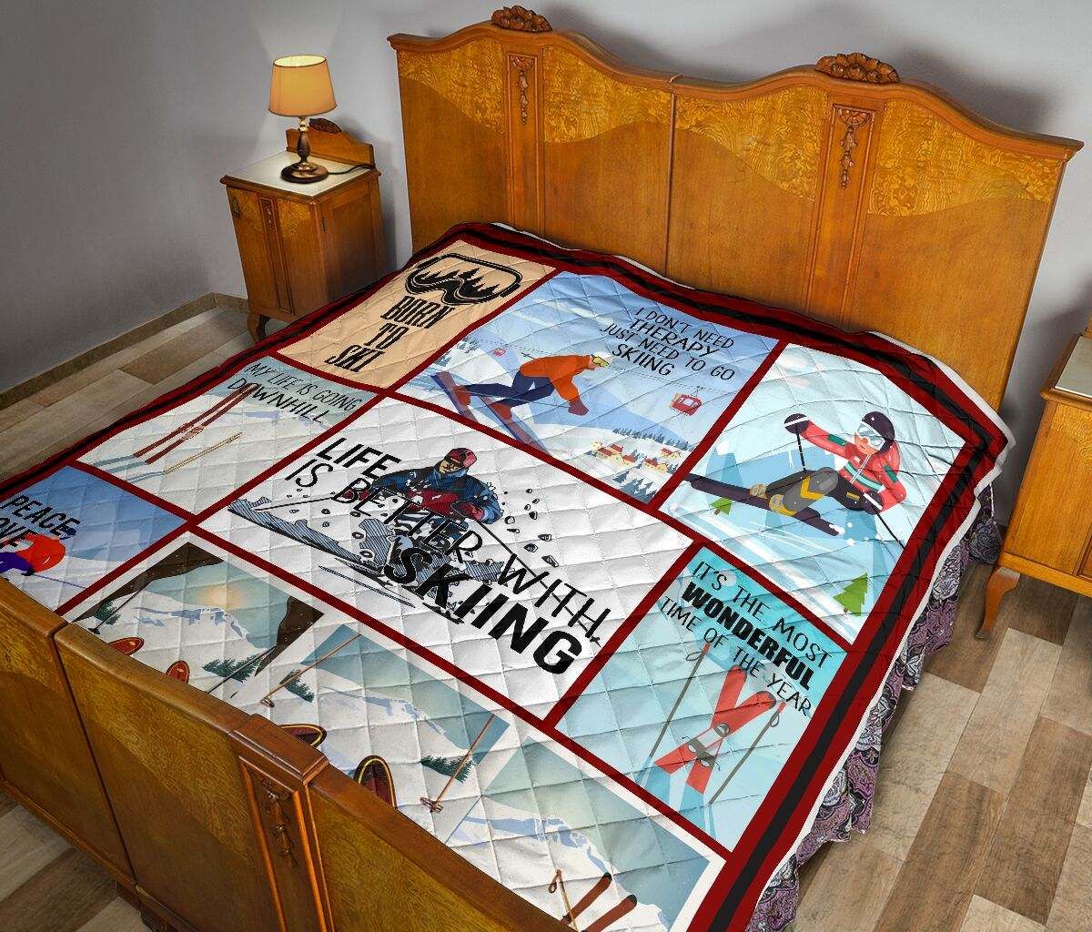 skiing born to ski quilt DHC281111356DD