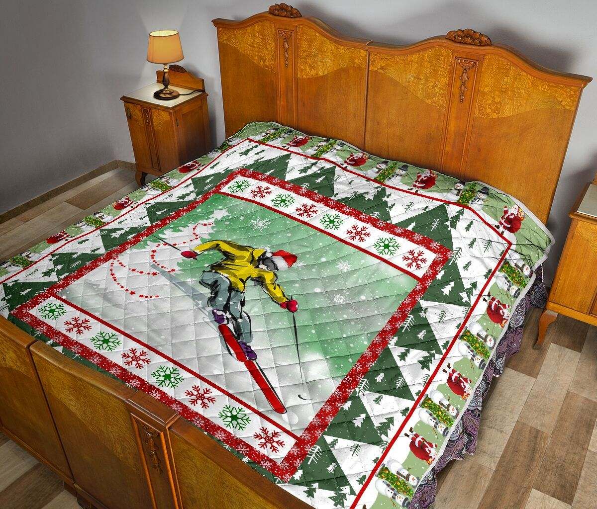 skiing christmas santa quilt DHC281111359DD
