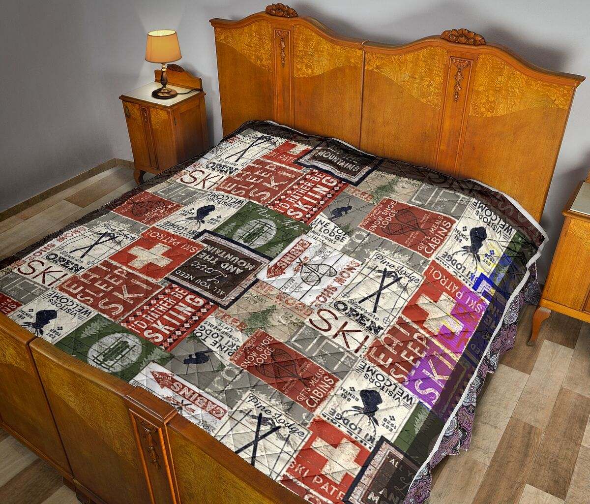 skiing love and the mountain quilt DHC281111358DD