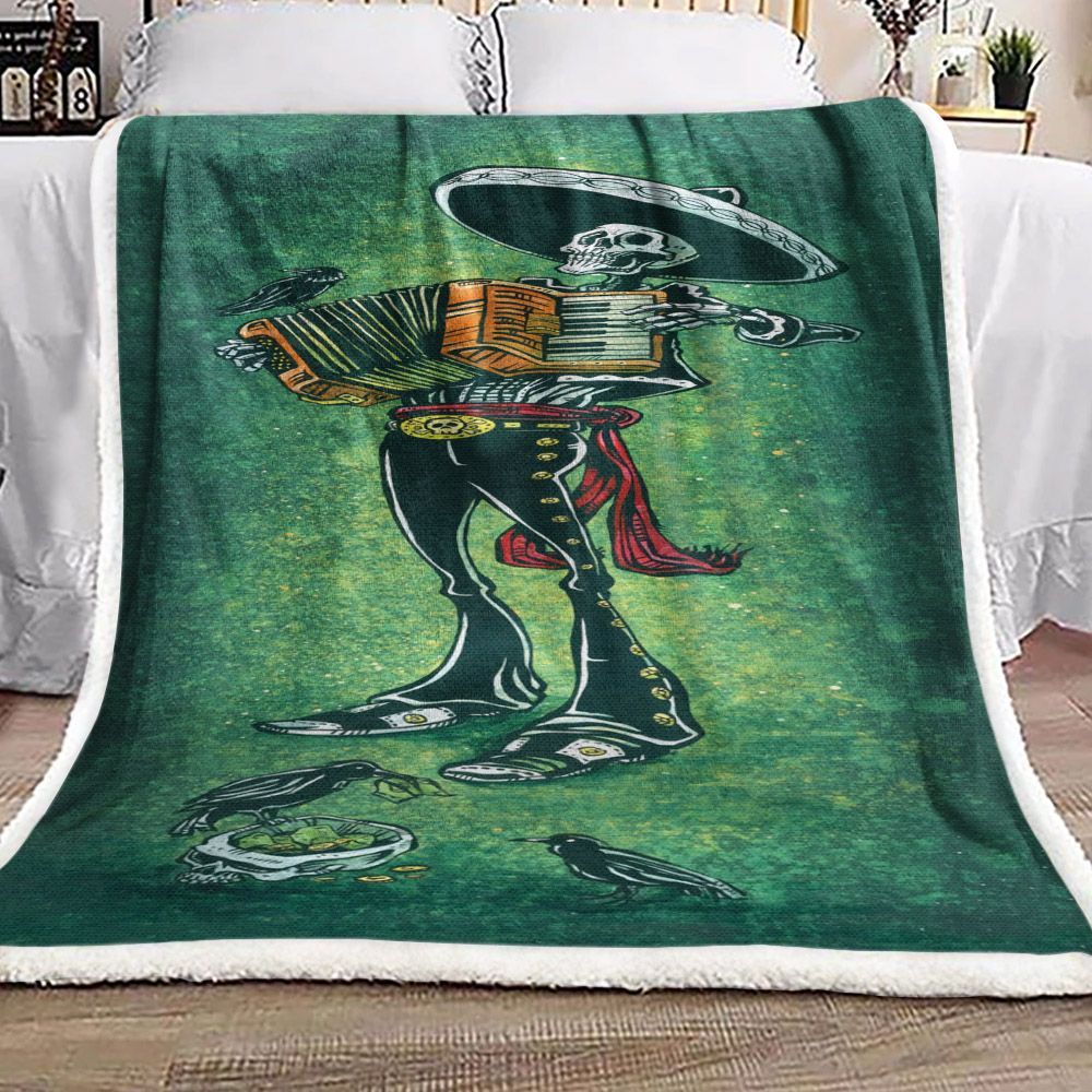 Skull Accordion Sherpa Fleece Blanket