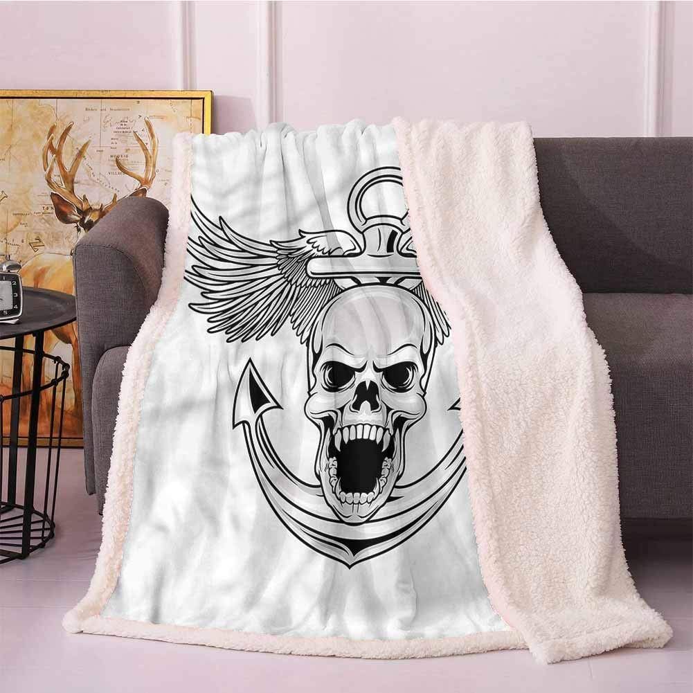 Skull Anchor Eagle Sherpa Fleece Blanket