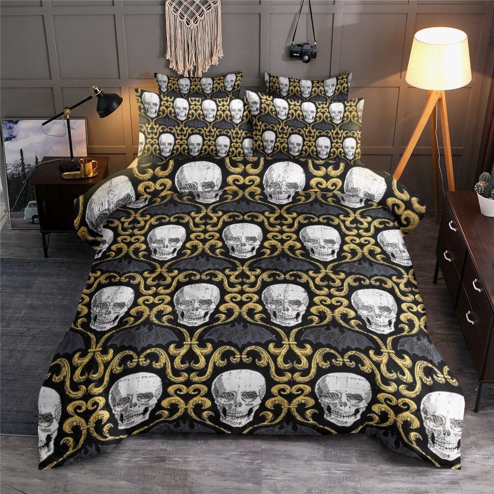 Skull And Bat Bedding Set