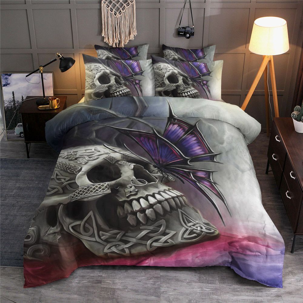 Skull And Butterfly Bedding Set