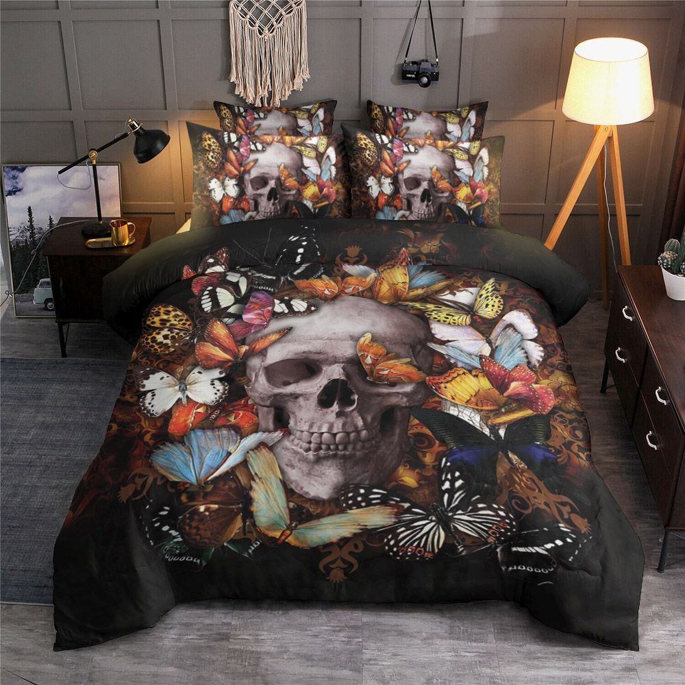 Skull And Butterfly Bedding Set