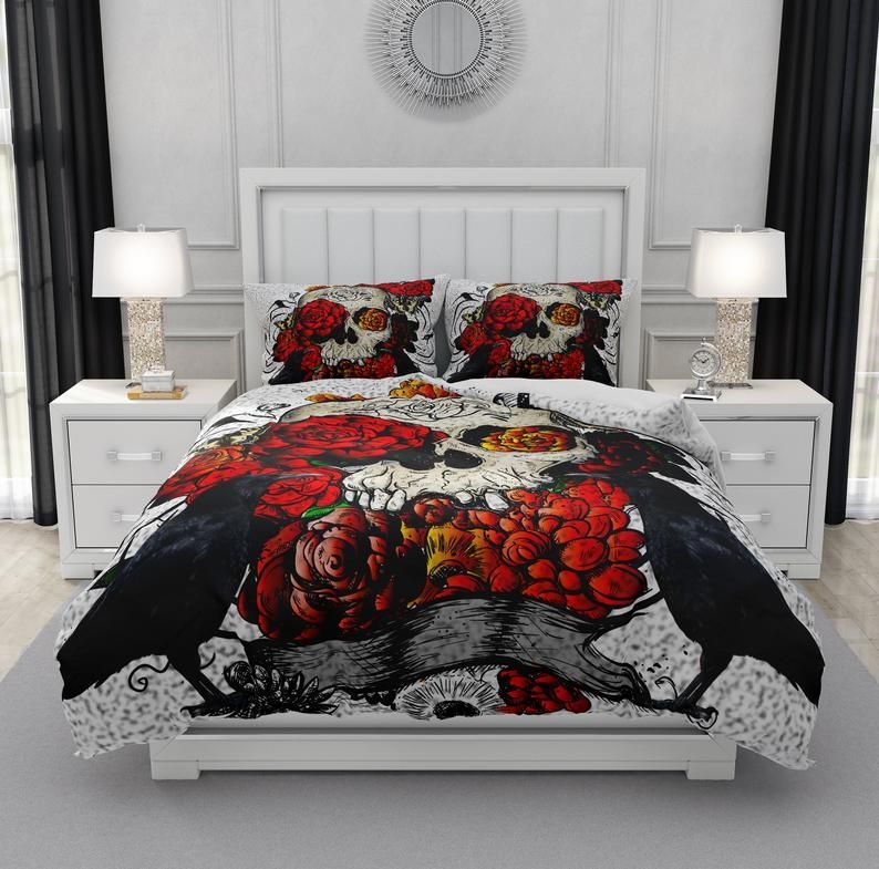 Skull And Crows Bedding Set