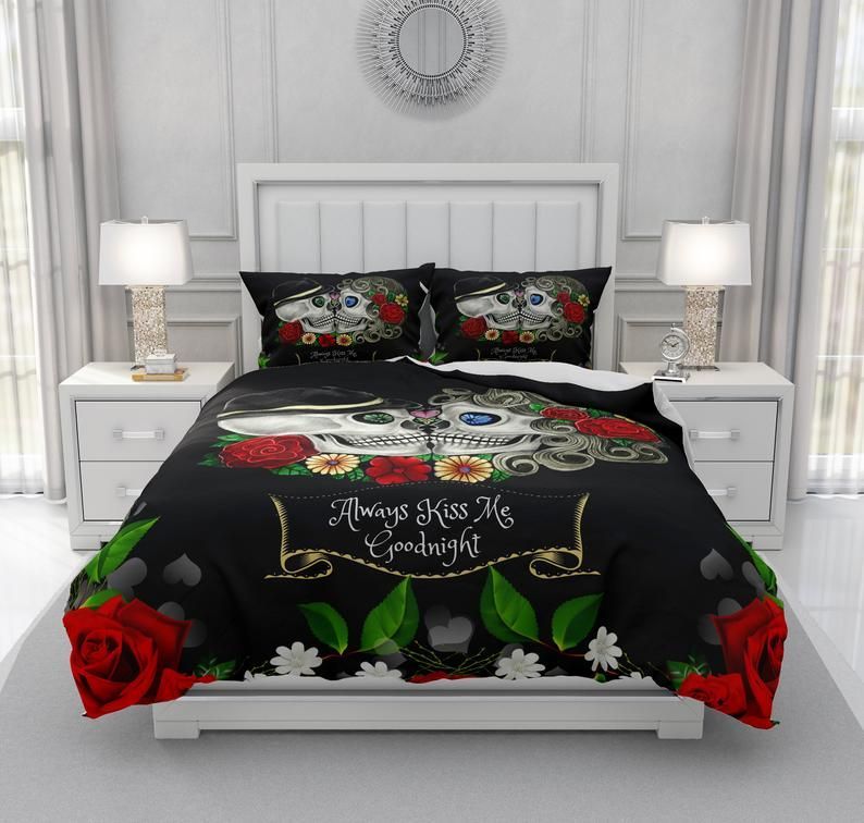 Skull And Crows Bedding Set