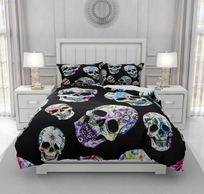 Skull And Crows Bedding Set