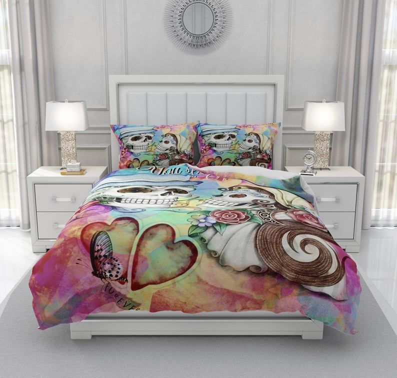 Skull And Crows Bedding Set