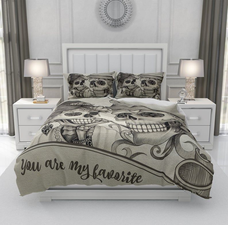 Skull And Crows Bedding Set